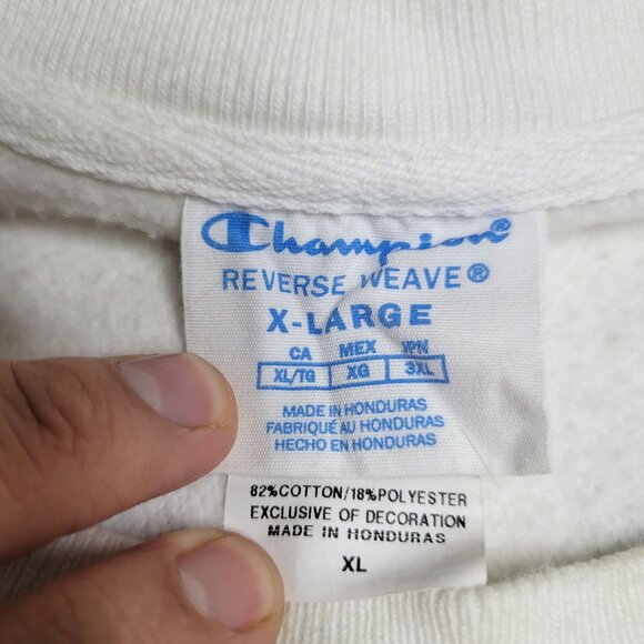 Champion Reverse Weave White Crewneck Sweatshirt X-Large Back Spellout - Picture 4 of 7